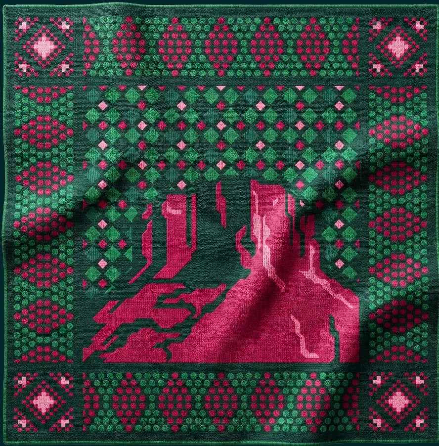 Geometric woven artwork inspired by Saudi heritage